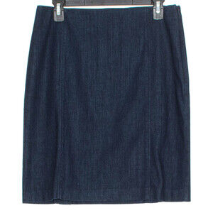 NWT J Jill Womens Skirt Denim Straight Pencil Above Knee Buttons Blue Size 4 FL
